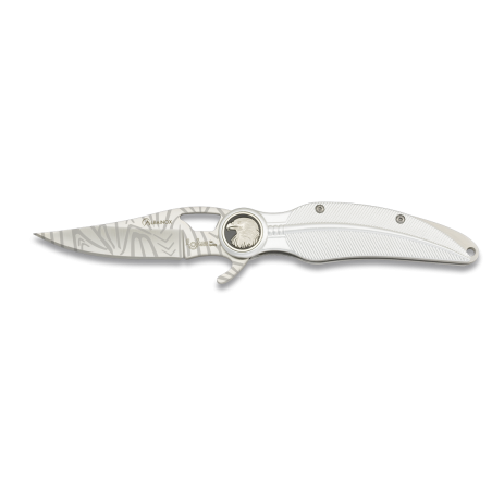 Couteau Pliant Plume Aigle argenté 20cm