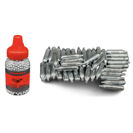 Pack rechargement BBs 1500 Billes acier + 30 capsules CO2 - Pas cher