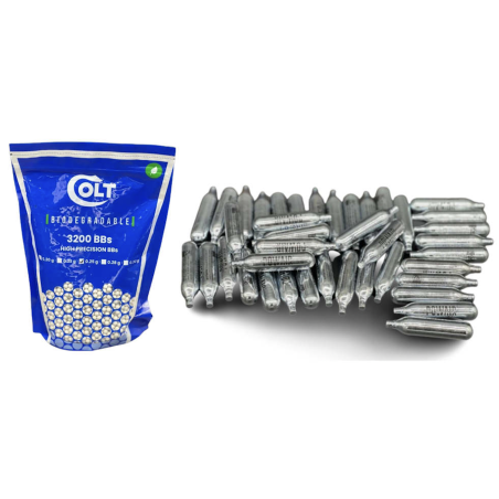 Pack rechargement 3200 Billes plastiques 0,2 grammes + 64 capsules CO2