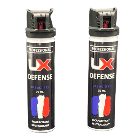 2X BOMBES de défense UX 75ML GAZ CS CAPOT CLAPET