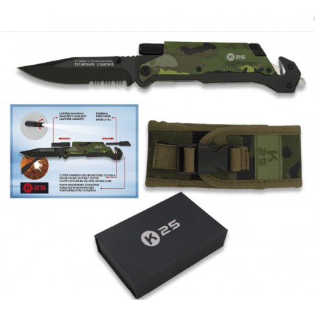 18205-A - Couteau pliant FOS K25. Silex/Torche