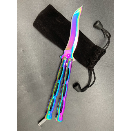 Couteau papillon rainbow - Collection arc-en-ciel - Bazooka-shop.fr