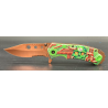Couteau Pliant - tête de mort vert et marron - Bazooka-shop.fr
