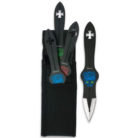 Set 3 couteaux a lancer Albainox Skulls - Bazooka-shop.fr