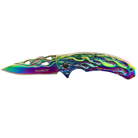 Couteau pliant Rainbow flammes- Albainox- arc-en-ciel - Bazooka-shop.fr