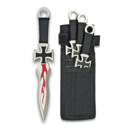 Kunaï à lancer - Albainox - Noir/flamme rouge - Bazooka-shop.fr