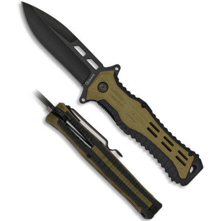 Couteau pliant automatique Albainox coyote/noir Lame 9.6 cm