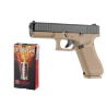 GLOCK 17 GEN5 - COYOTE - 9MM PAK - Pistolet d'alarme à balle à blanc + 50 munitions + Embout Seft-Gomme