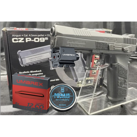 Pack laser  prêt à tirer - Pistolet CZ P-09 "Couleur Noir Métal"