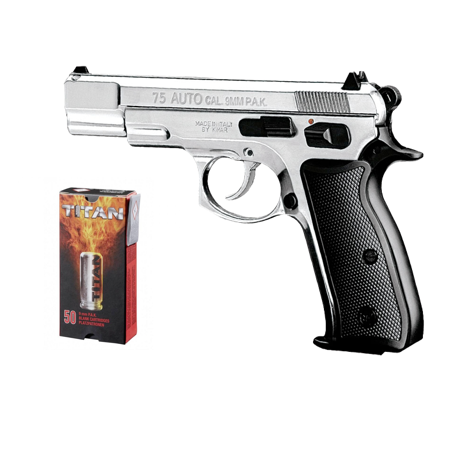 Pistolet à blanc Kimar 75 Chrome cal 9mm PAK + 50 munitions- Pas cher