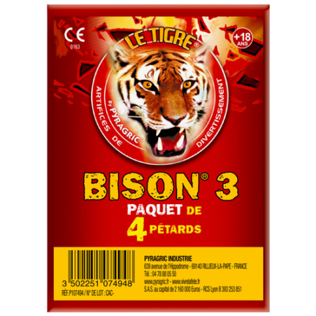 Paquet de 4 Pétards à mèche Bison 1 - Artifice