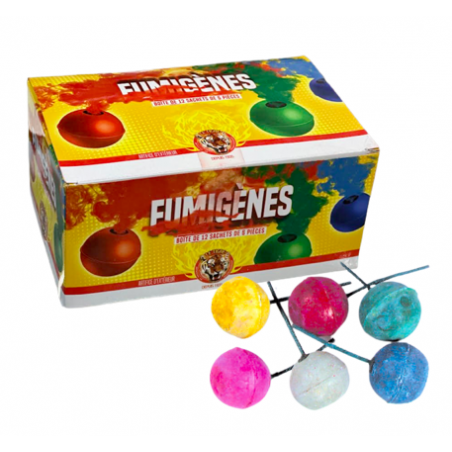 Boite de 12 paquets - "Fumigènes boules X6" - "Le Tigre" - Couleurs assorties