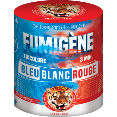 Fumigène équipe de France - Tricolore - "Le Tigre" - Bleu/Blanc/Rouge