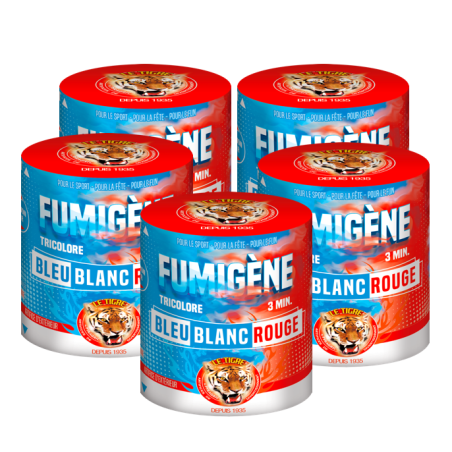 Fumigène équipe de France - Tricolore - "Le Tigre" - Bleu/Blanc/Rouge