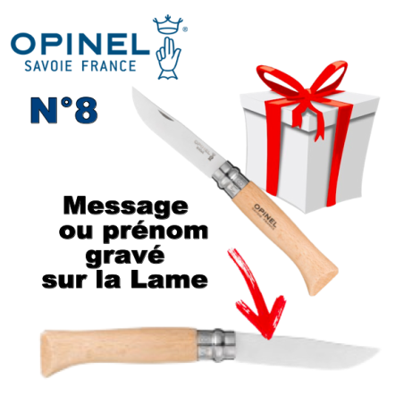 Couteau gravé personnalisé - Opinel N°8 avec gravure sur la lame