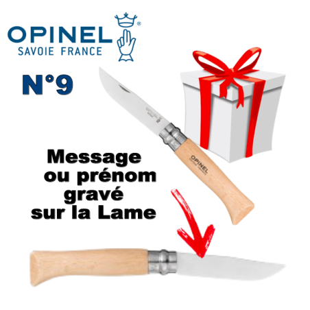 Couteau gravé personnalisé - Opinel N°9 avec gravure sur la lame