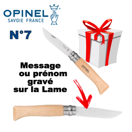 Couteau gravé personnalisé - Opinel N°7 avec gravure sur la lame