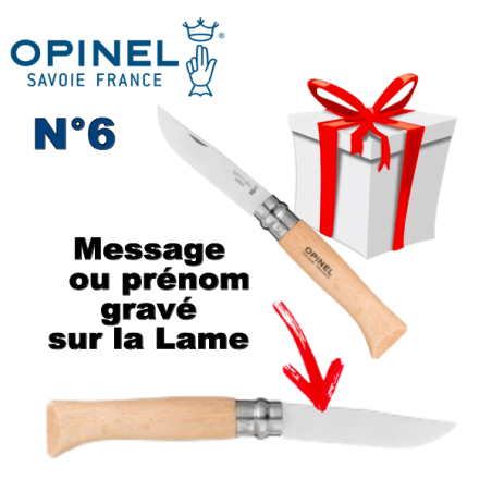Couteau gravé personnalisé - Opinel N°6 avec gravure sur la lame