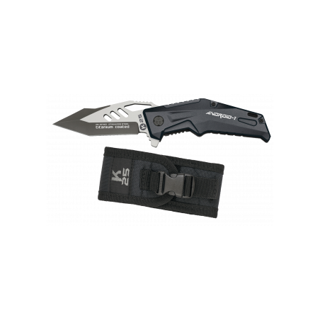 Couteau Pliant "Androïd I" - Noir mat -K25 avec revêtement lame Titane