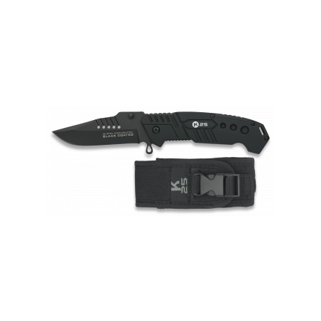 Couteau pliant K25 revêtu noir - Lame 8.5cm