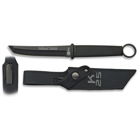 Très beau couteau à botte K25 - Avec étui brodé à l'éfigie de la marque K25