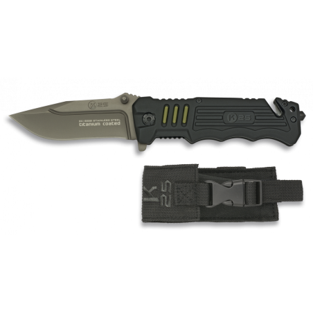 Superbe couteau K25 pliant avec manche ergonomique caoutchouc