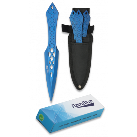 Set 3 couteaux à lancer Rainblue. Étui en Nylon