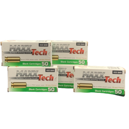 Maxxtech - 5X 50 Munitions - 9mm PAK - Balles à blanc