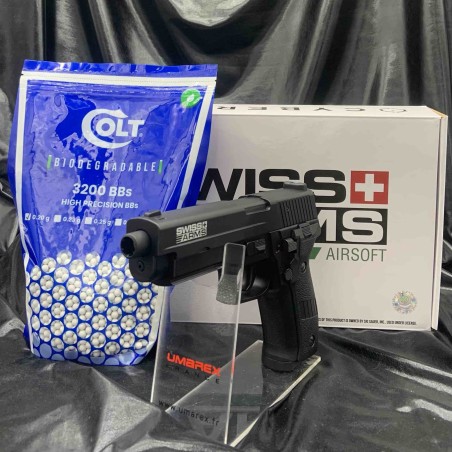 Pack prêt à tirer Swiss Arms Navy Pistol AEP RTP Nimh Metal Slide 6mm + Billes