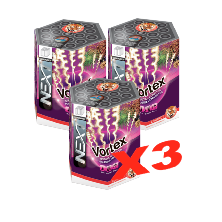 Lot 3X feu d'artifice compact "Vortex"