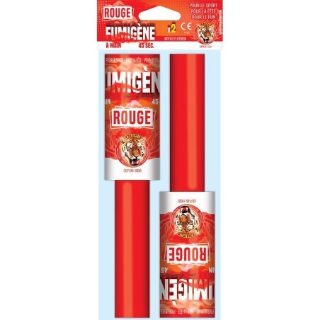 Lot de 2X Fumigène a main rouge de la marque - "Le tigre"- Fumée épaisse