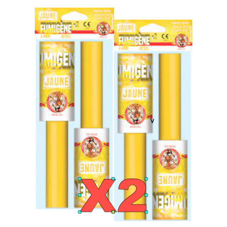 2X Lots de 2 fumigènes à main jaune - "Le Tigre"