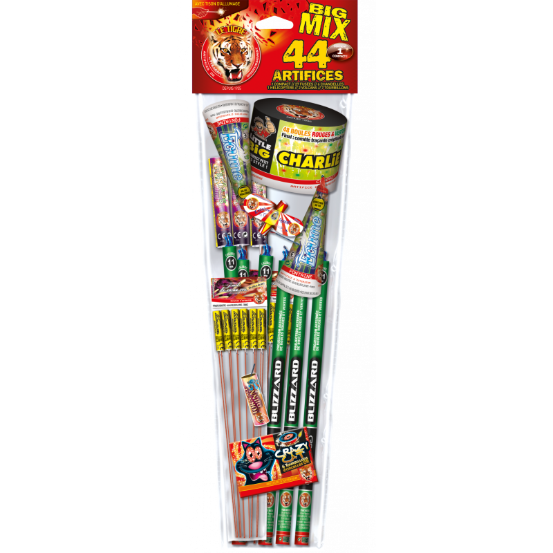 1 Sachet Big Mix assortiment de 44 artifices 1 Sachet Big Mix assortiment de 44 artifices