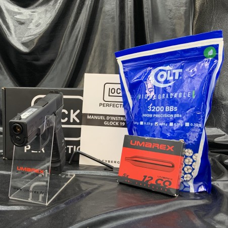 "Pack prêt à tirer" Glock 19 "Gen3"- (CO2 / Noir)