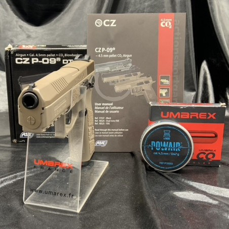 Pack prêt à tirer PISTOLET "CZ P-09" FDE CO2 4.5 -PLOMBS