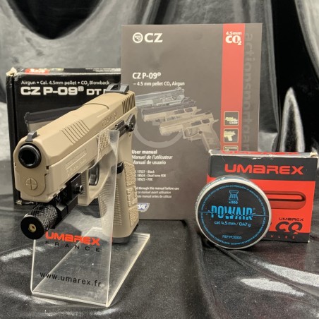 PACK LASER - PISTOLET "CZ P-09" FDE CO2 4.5 -PLOMBS