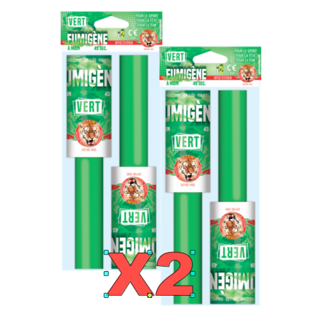 2X Lots de 2 Fumigène à main - Vert intense 45" - Le Tigre