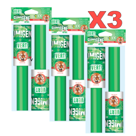 3X Lots de 2 Fumigènes à main - Vert intense 45" - Le Tigre