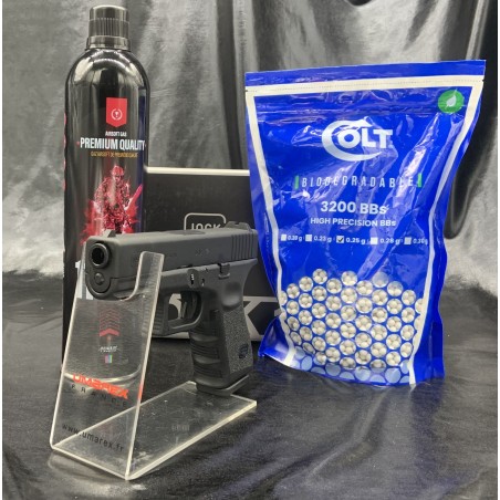 "Pack prêt a tirer" Pistolet- "Glock 19" - BBs 6mm - Gaz