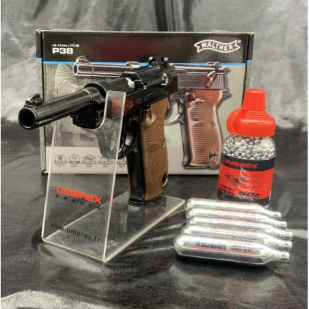 "Pack prêt a tirer" Pistolet - "Walther P38" - Calibre BBs 4,5mm
