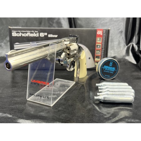"Pack prêt à tirer" REVOLVER "SCHOFIELD 6" - IVORY FULL METAL - Cal. 4.5 PLOMBS - CO2