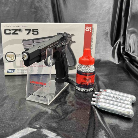 "Pack prêt à tier" PISTOLET "GBB CZ 75" - Cal 4.5-BBS - CO2