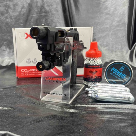 "Pack laser prêt à tirer" PISTOLET "SA10" - CO2, CAL BB/4.5MM ET 4.5MM PLOMB - Umarex