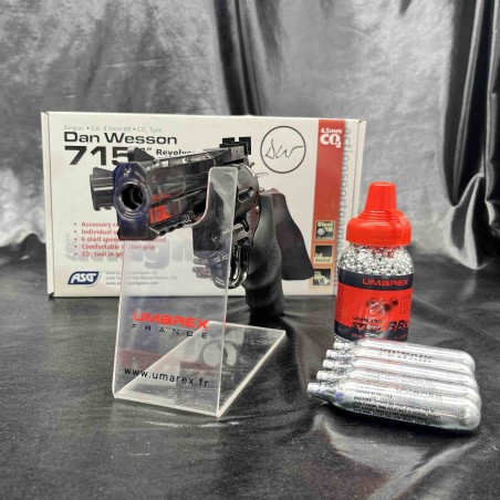 "Pack prêt à tirer" REVOLVER "GNB DAN WESSON DW715 4'' - STEEL GREY - Cal 4.5 - CO2