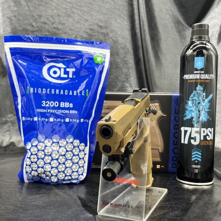 "Pack laser prêt à tirer" Pistolet- Sig Sauer "Proforce M17" - Cal 6mm - Tan - Gaz