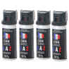 Lot de 4 BOMBE DE DEFENSE - GAZ CS - CAPOT CLAPET - 50ML