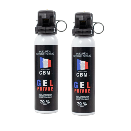 Lot de 2 BOMBE AUTODEFENSE - GEL POIVRE - POIGNEE STANDARD - 100ML