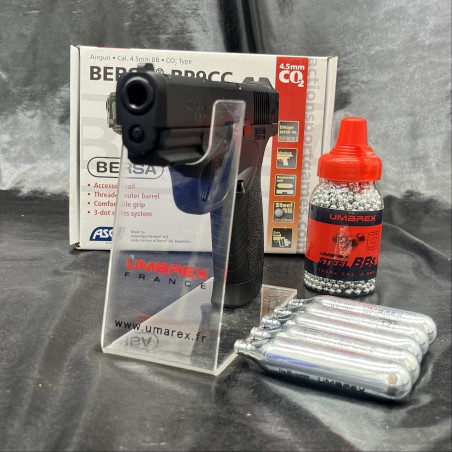 "Pack prêt à tirer" PISTOLET "GBB BERSA BP9CC" - Cal 4.5 BBS - CO2