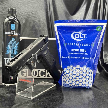 "Pack prêt à tirer" Pistolet - "Glock 18C" - Cal BBs 6mm - Airsorft
