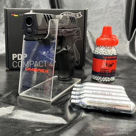 "Pack prêt à tirer" PISTOLET WALTHER "PDP COMPACT 4'' - CO2 - CAL BB/4.5MM